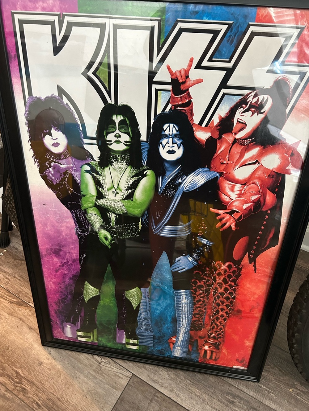 KISS Costume Group Poster Featuring Iconic Band Look Framed